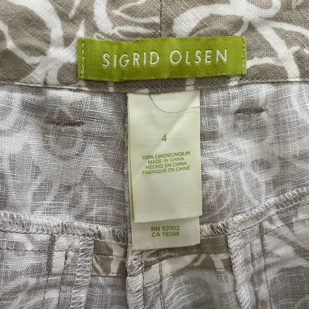 Sigrid Olsen Poet 100% Linen Wide Leg Cropped Pants Sz 4 Beachy Summer Vacation‎ - Picture 10 of 12